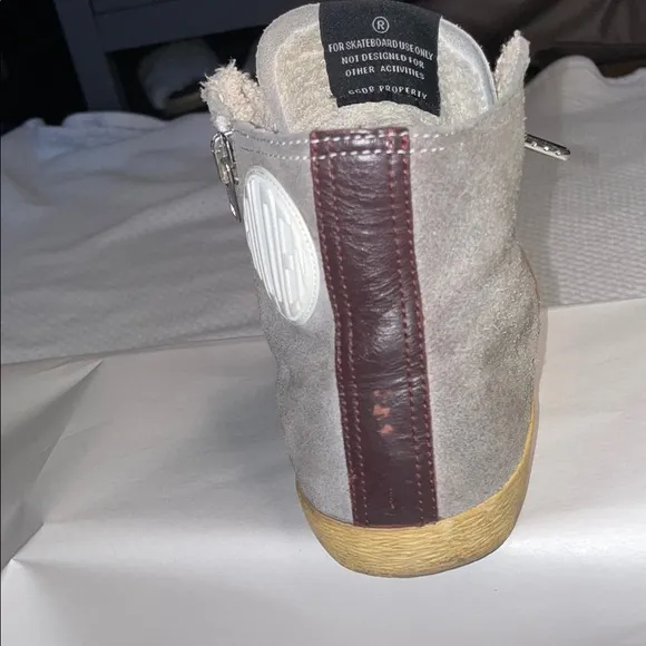 Golden Goose Gray and Gold High-Top Sneakers