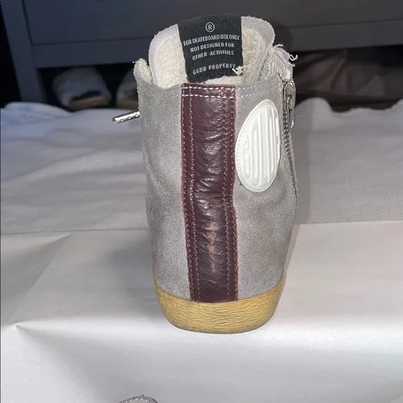 Golden Goose Gray and Gold High-Top Sneakers