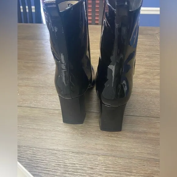 Good American Black Patent Leather Boots Size 11.5 Square Toe GA165P-X