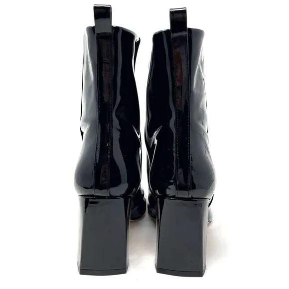 Good American Black Patent Leather Boots Size 6.5 Square Toe GA165P-E