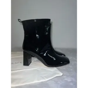Good American Black Patent Leather Boots Square Toe 9