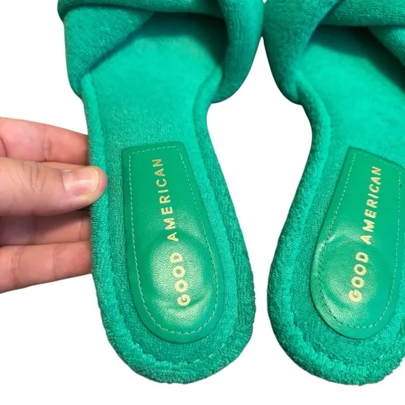 Good American Shoes Good American Terry Kickstand Mules Green- Size 8.5