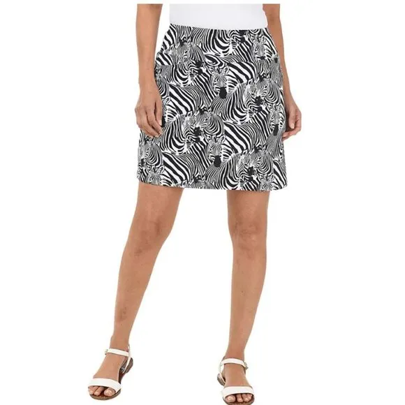 Gottex G Lifestyle Athletic Skort Golf Tennis Zebra Black White