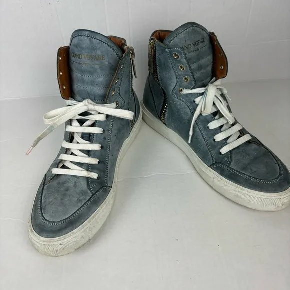Grand Voyage/LA “Belmondo High”high-top sneakers in blue burnished Men’s 9.5
