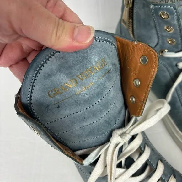 Grand Voyage/LA “Belmondo High”high-top sneakers in blue burnished Men’s 9.5