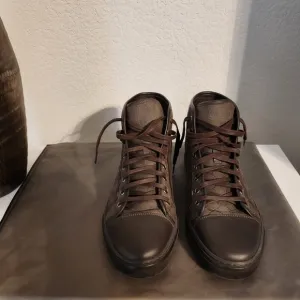 Gucci Brown Leather High-Top Sneakers