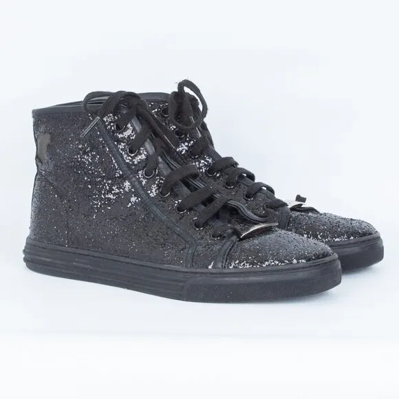 Gucci California Black Glitter High Top Sneakers SIze 36.5