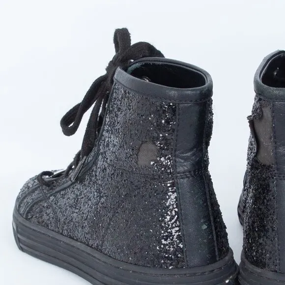 Gucci California Black Glitter High Top Sneakers SIze 36.5