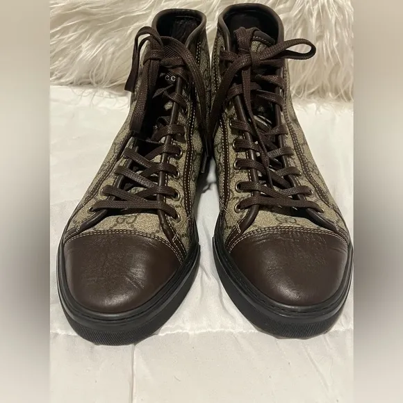 Gucci GG Monogram Brown High-Top Sneakers