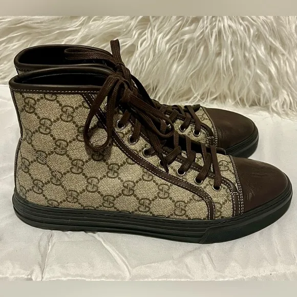 Gucci GG Monogram Brown High-Top Sneakers