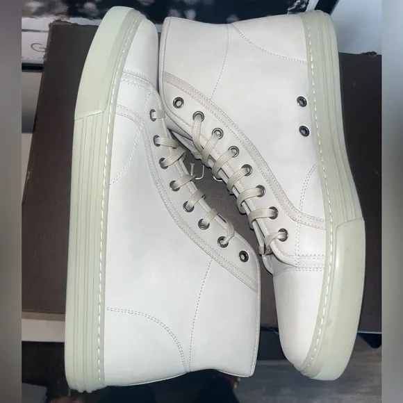 Gucci Mystic White Leather High Top Sneakers