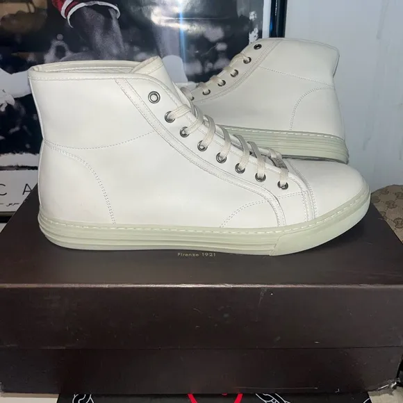 Gucci Mystic White Leather High Top Sneakers