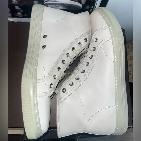 Gucci Mystic White Leather High Top Sneakers