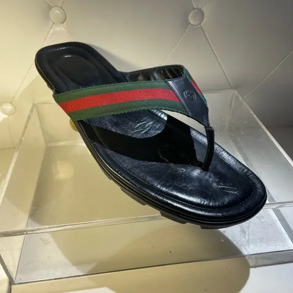 Gucci Shoes / GUCCI wed leather thong sandals sz 13 US made in italy