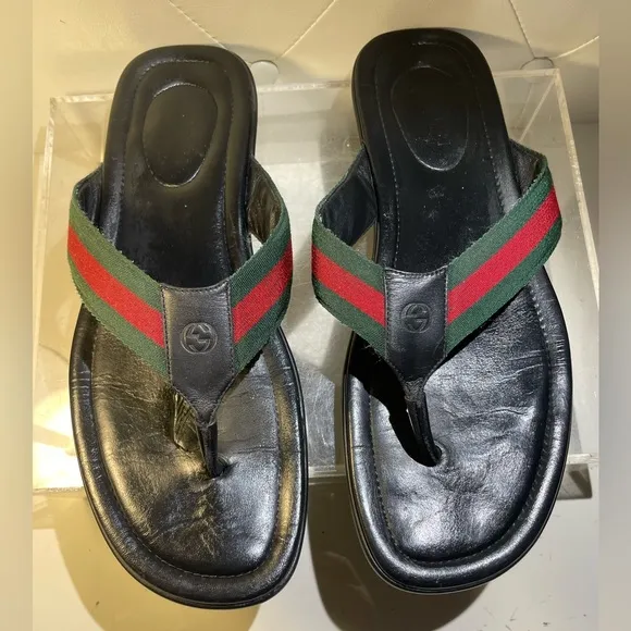 Gucci Shoes / GUCCI wed leather thong sandals sz 13 US made in italy