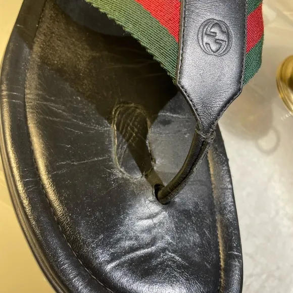 Gucci Shoes / GUCCI wed leather thong sandals sz 13 US made in italy