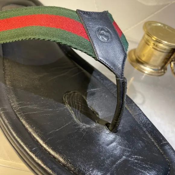 Gucci Shoes / GUCCI wed leather thong sandals sz 13 US made in italy
