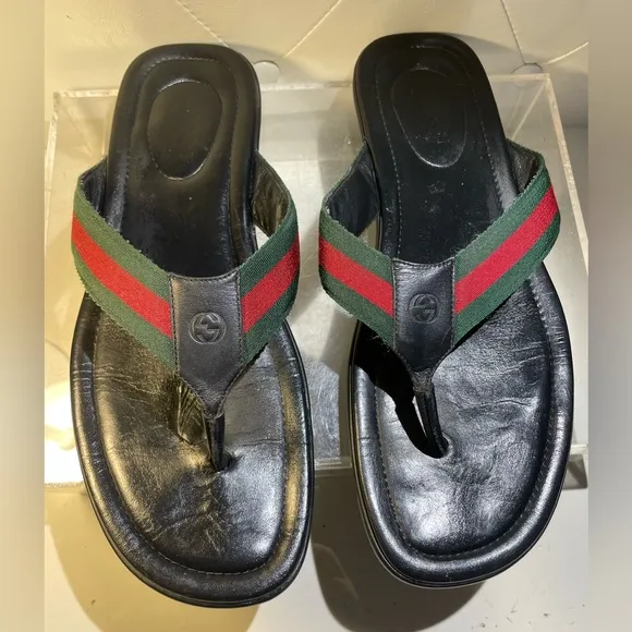 Gucci Shoes / GUCCI wed leather thong sandals sz 13 US made in italy
