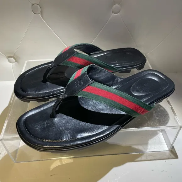 Gucci Shoes / GUCCI wed leather thong sandals sz 13 US made in italy