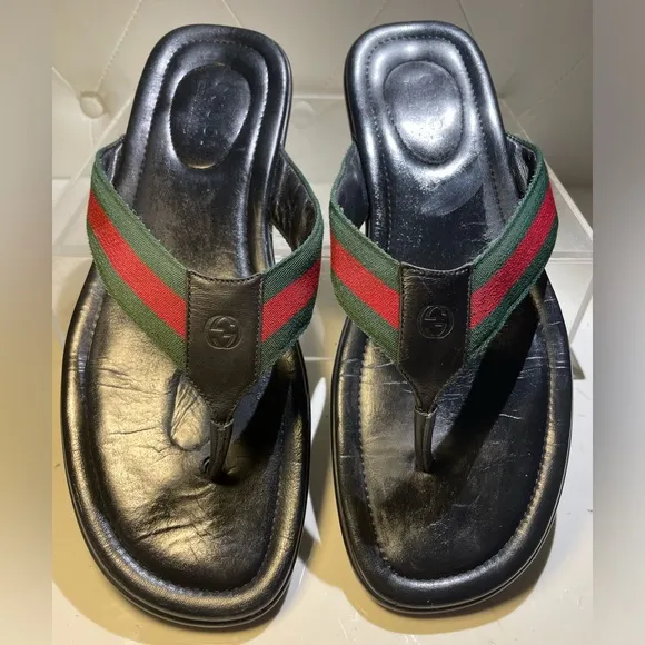 Gucci Shoes / GUCCI wed leather thong sandals sz 13 US made in italy