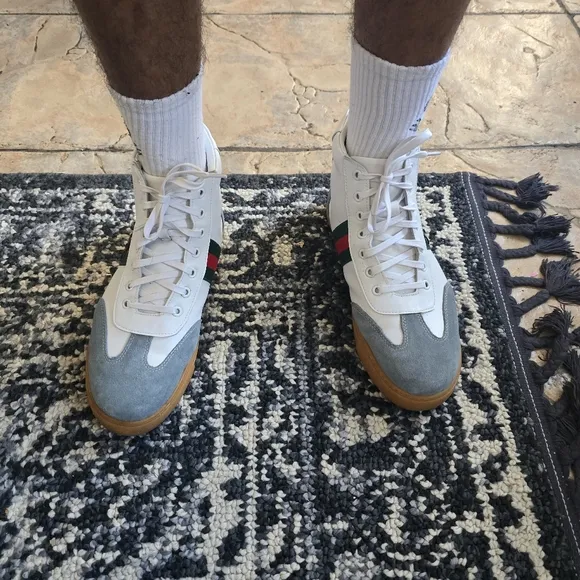 Gucci White and Gray High-Top Sneakers