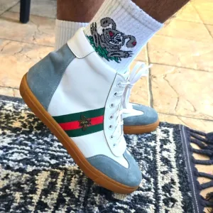 Gucci White and Gray High-Top Sneakers