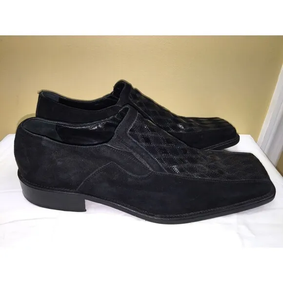GUERRINO MARSILI  MEN  ITALIAN  SLIP ON BLACK LEATHER  SHOES SIZE  EURO 45