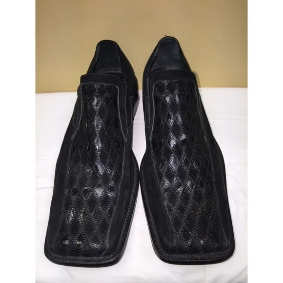 GUERRINO MARSILI  MEN  ITALIAN  SLIP ON BLACK LEATHER  SHOES SIZE  EURO 45