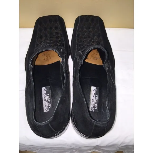 GUERRINO MARSILI  MEN  ITALIAN  SLIP ON BLACK LEATHER  SHOES SIZE  EURO 45
