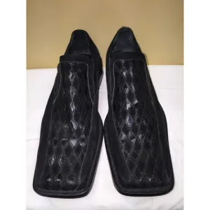GUERRINO MARSILI  MEN  ITALIAN  SLIP ON BLACK LEATHER  SHOES SIZE  EURO 45