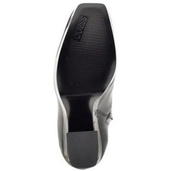 GUESS • Black Leather Square Toe Heeled Boots
