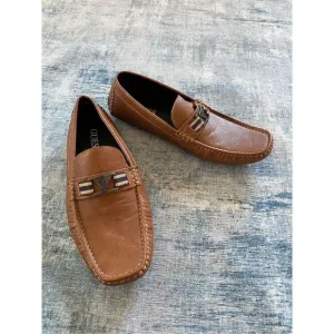 Guess Brown Faux Leather Artist Loafer Shoes Size 11