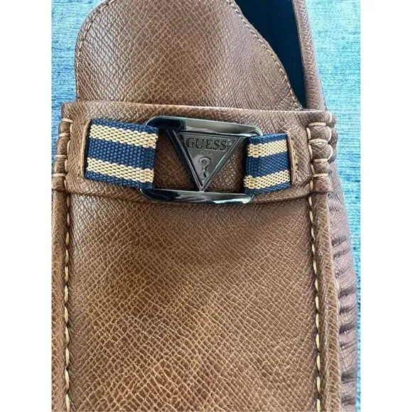 Guess Brown Faux Leather Artist Loafer Shoes Size 11