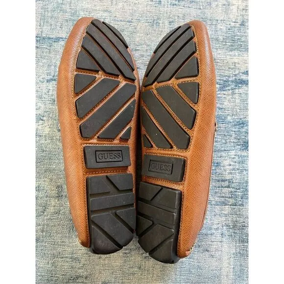 Guess Brown Faux Leather Artist Loafer Shoes Size 11