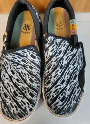 Gwen Stefani LAMB Chains link Slip On black &amp; White Casual Shoes Women's…