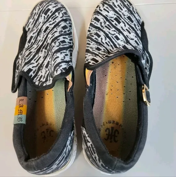 Gwen Stefani LAMB Chains link Slip On black &amp; White Casual Shoes Women's…