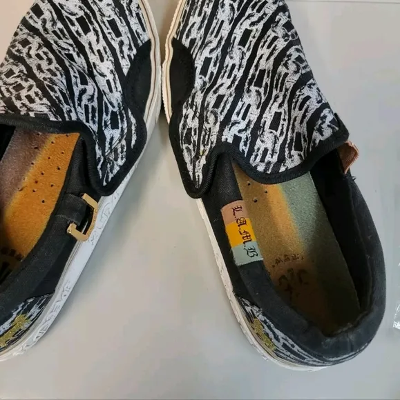 Gwen Stefani LAMB Chains link Slip On black &amp; White Casual Shoes Women's…