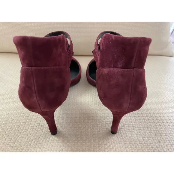 H By HALSTON Laurie Suede Merlot Heels Pumps Size 8 M