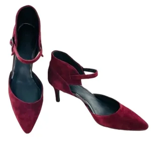 H By HALSTON Laurie Suede Merlot Heels Pumps Size 8 M