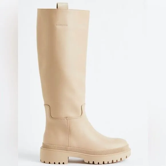 H&amp;M Tall Boots Bloggers Fav Beige New