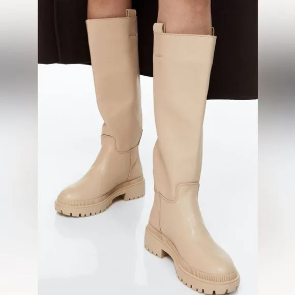 H&amp;M Tall Boots Bloggers Fav Beige New