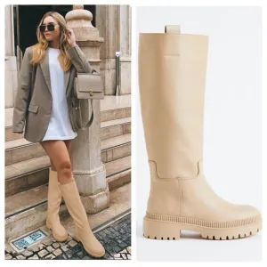 H&amp;M Tall Boots Bloggers Fav Beige New