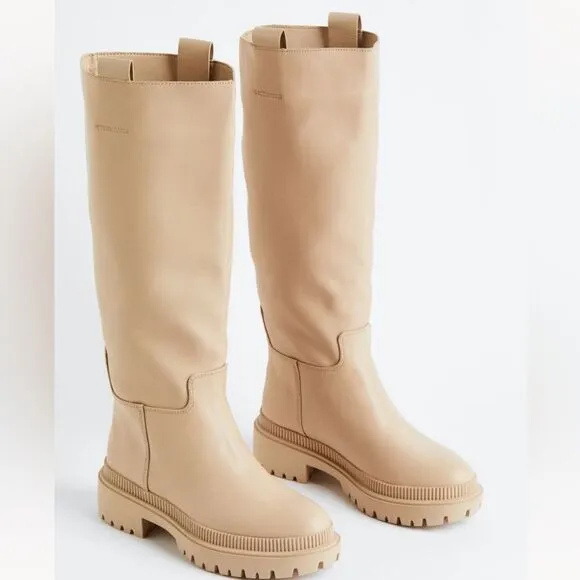 H&amp;M Tall Boots Bloggers Fav Beige New