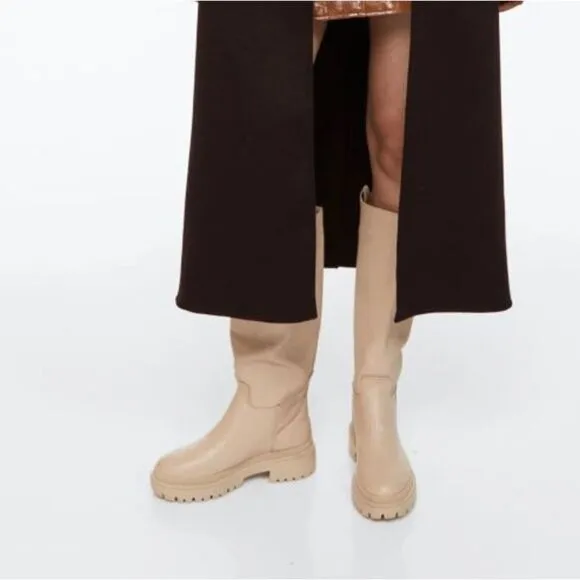 H&amp;M Tall Boots Bloggers Fav Beige New
