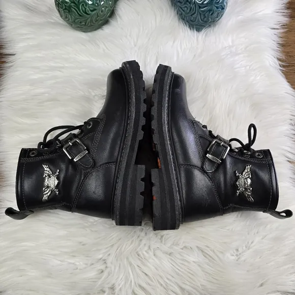 Harley Davidson Apex Leather Black Motorcycle Boots 6.5