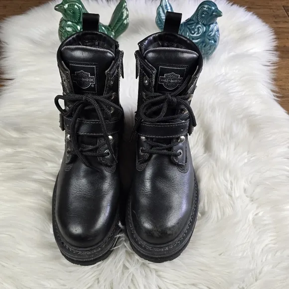 Harley Davidson Apex Leather Black Motorcycle Boots 6.5