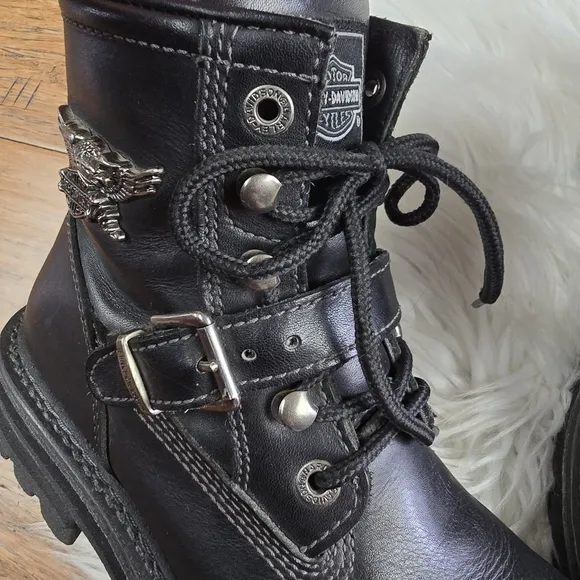 Harley Davidson Apex Leather Black Motorcycle Boots 6.5