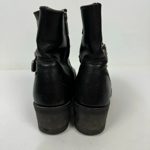 Harley Davidson Black Leather Riding Moto Buckle Boots Grunge y2k