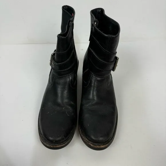 Harley Davidson Black Leather Riding Moto Buckle Boots Grunge y2k