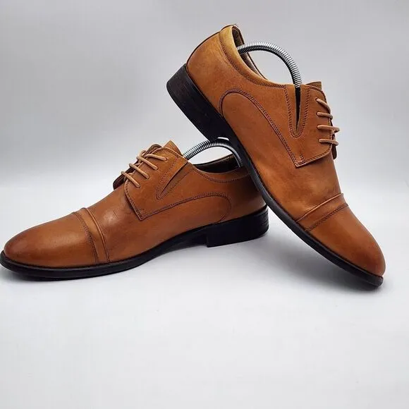 Hart Schaffner‎ Marx Men's Dress Shoes 10.5 M Brown Leather Captoe Business READ